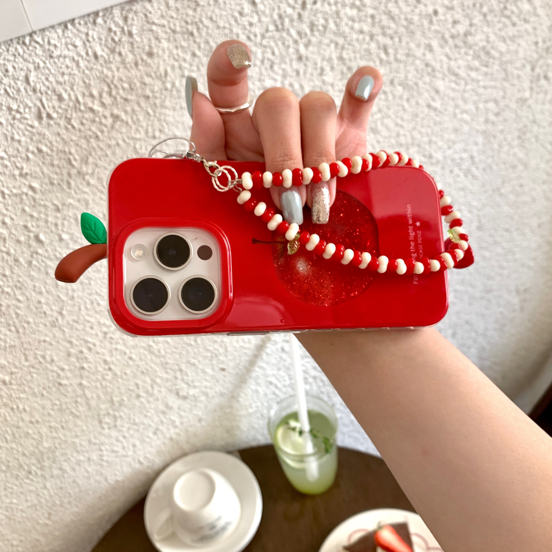 Nicho retro rojo Apple para iPhone15ProMax funda para teléfono móvil 16Pro cadena 14/13 femenino 16PM