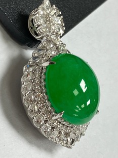 18k inlaid craft full green jade pendant, myanmar natural jade a goods wholesale.