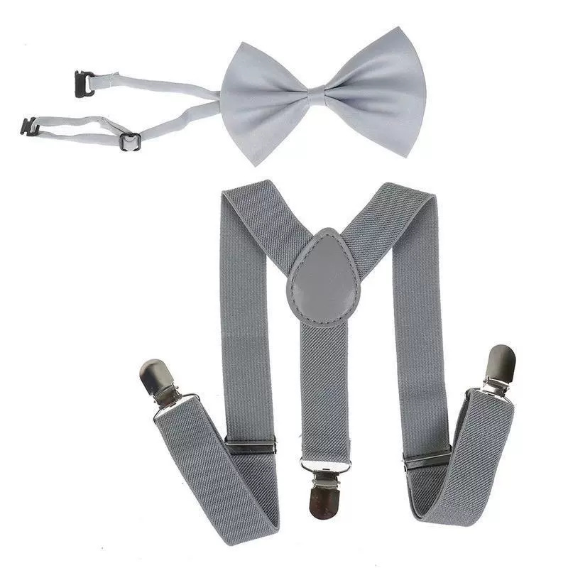 Children's 3-clip Y-shaped elastic shoulder strap+bow tie