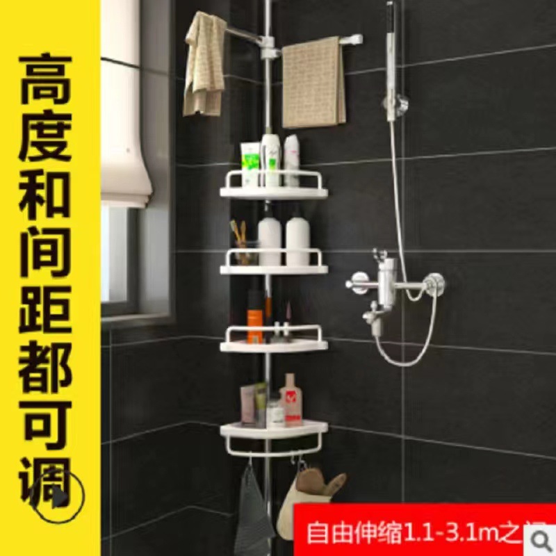 Estante de almacenamiento de esquina de baño de acero inoxidable sin perforación