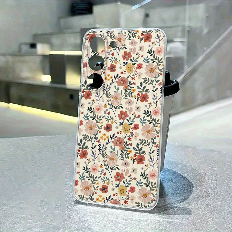 Cross-border application of flowers and flowers Samsung S24ULTRA transparent mobile phone case GalaxyA35/A54/A55G soft