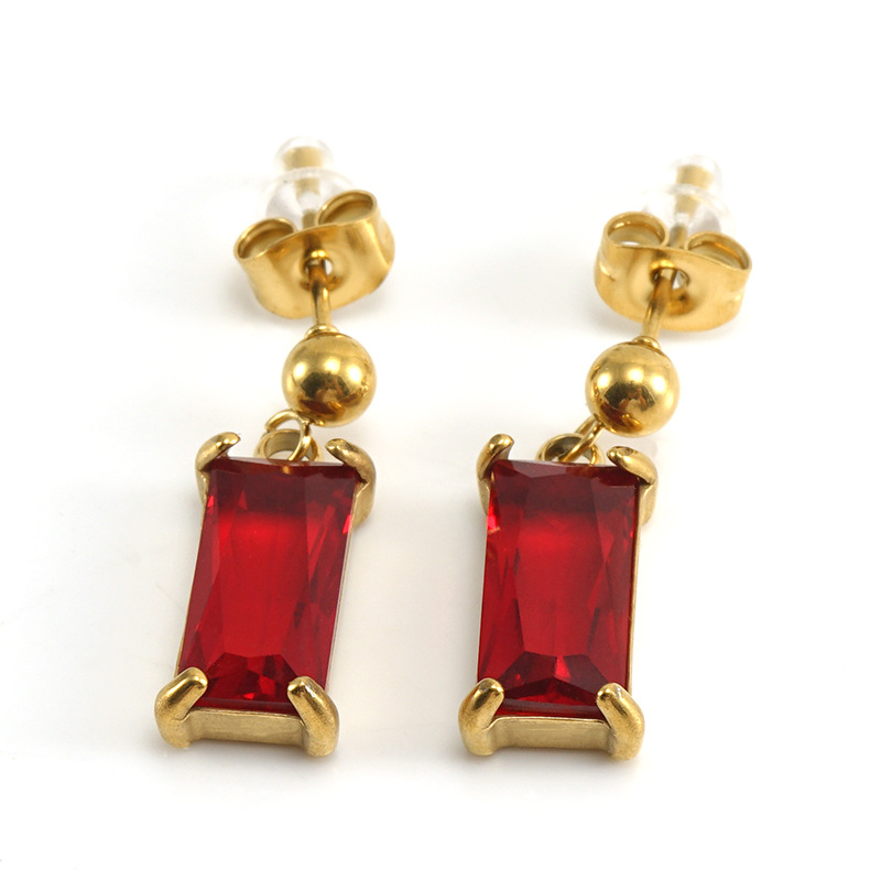 Acero inoxidable transfronterizo nuevos pendientes de diamantes ins estilo colorido ZIRCON pendientes 18K oro titanio pendientes de acero para las mujeres