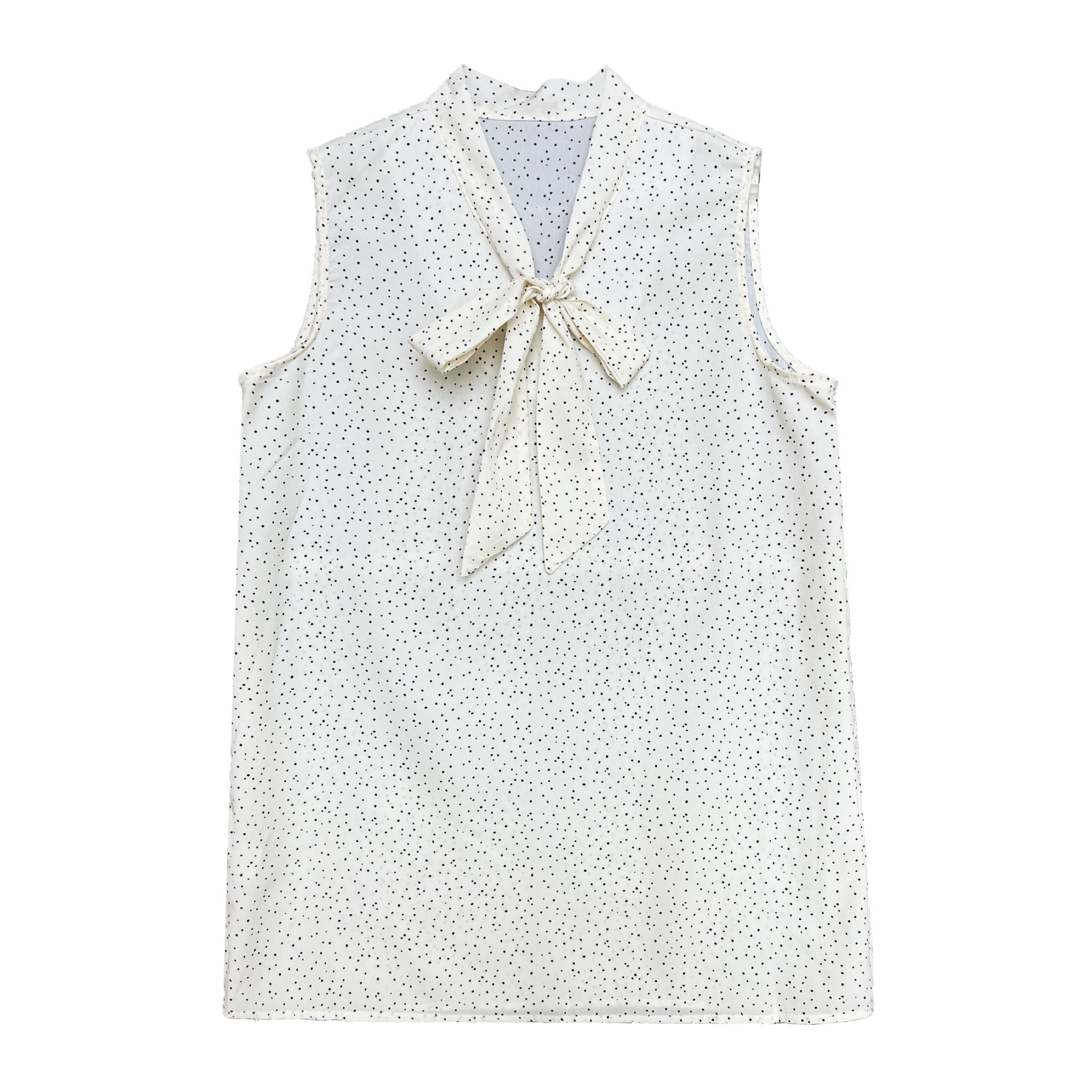 LUXI KOREAN STYLE LITTLE SISTERS POLKA DOT BOW 셔츠 여성의 여름 쿨 쉬폰 나이 감소 민소매 셔츠 9850