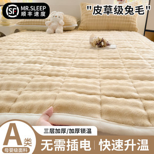 Winter Rabbit Hair Milk Velvet Bed Cover Cushion Household Bedroom Cushion Thickened Warm Dormitory Student Single Blanket Mattress