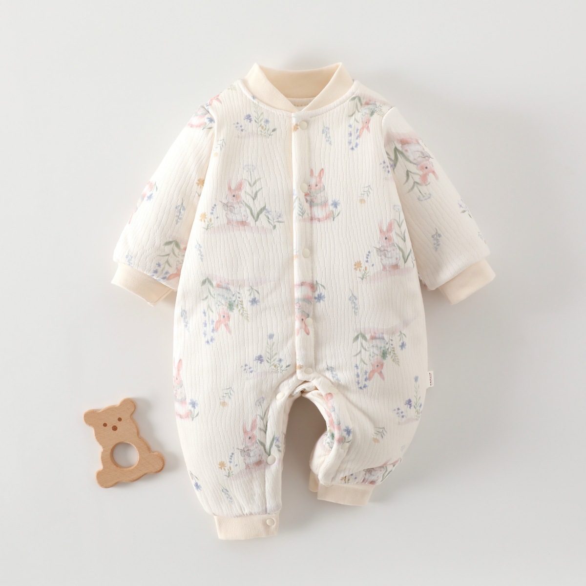 婴幼儿A类夹棉150克加厚连体衣秋冬新生儿外穿爬服宝宝加厚棉服