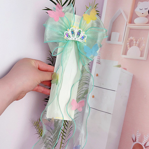 Children's hairband handmade bow braided hair clip head accessory ponytail crown princess ribbon hairpin for girls