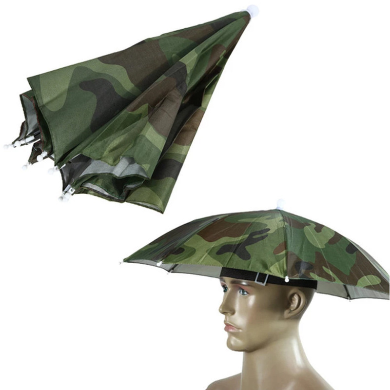 Cross-Border Head-Mounted Umbrella, Fishing Umbrella, Head-Mounted 30cm Camouflage Silver-Coated Hat Umbrella, Camouflage Umbrella