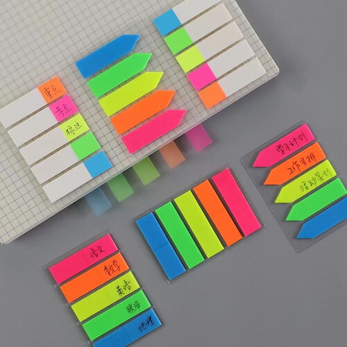 Fluorescent index stickers creative bar label stickers colorful transparent indicator stickers sticky notes N times stickers PET sticky notes