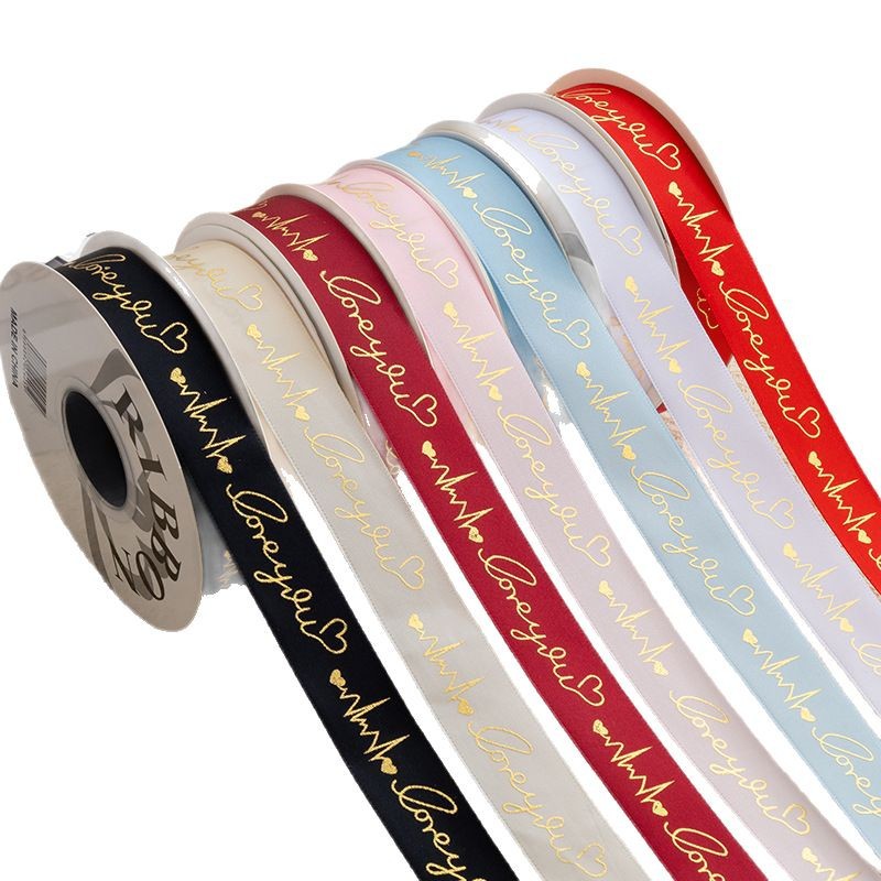 Cintas de seda estampadas cardíacas de cinta floral embalaje de cinta colorida Heartbeat Love Cake Tie 2.5cm Cinturón de regalo