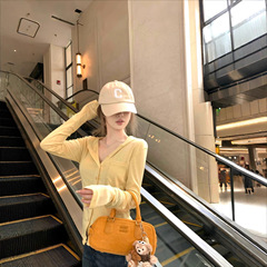 盘素颜韩妹2025秋季新款天丝连帽针织衫女外搭开衫外套上衣