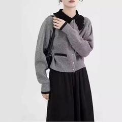 新しいファッション潮2024秋のカーディガンの女性服の灰色のゆるいニットの韓国の長袖のセーターの女性の上着のコート