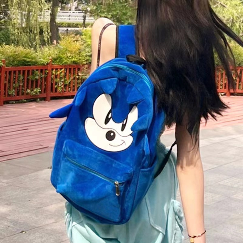 Wlgs hecho en casa de Sonic niño mochila pareja macho y hembra estudiante mochila de dibujos animados