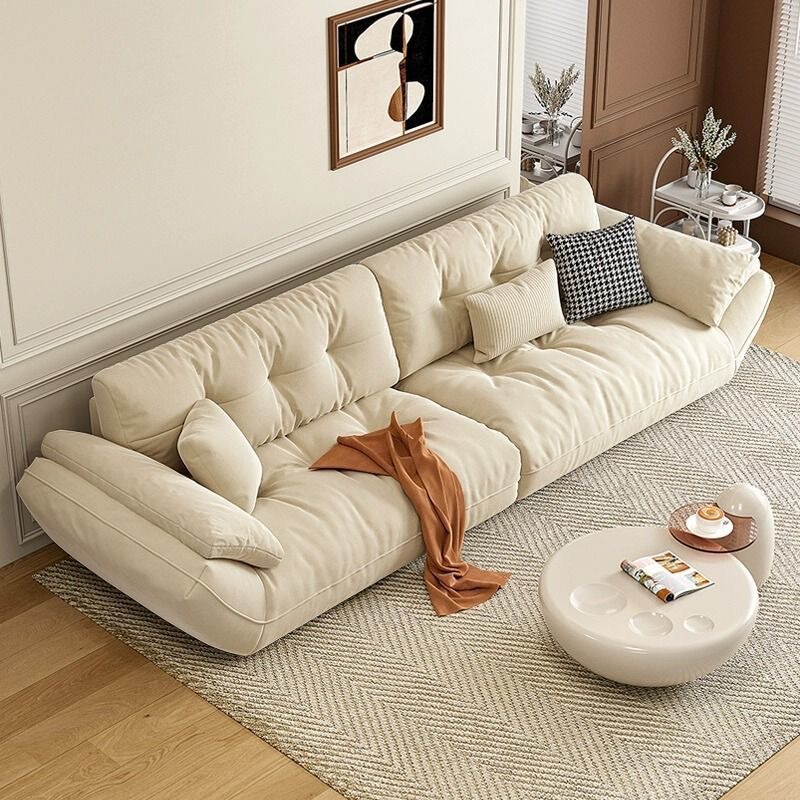 2026 New Model Cloud Sofa with Tech Fabric and Cat-Scratch Resistant Fabric, Suitable for Small Apartments, Cream Style, Simple Modern Design for Rental Homes