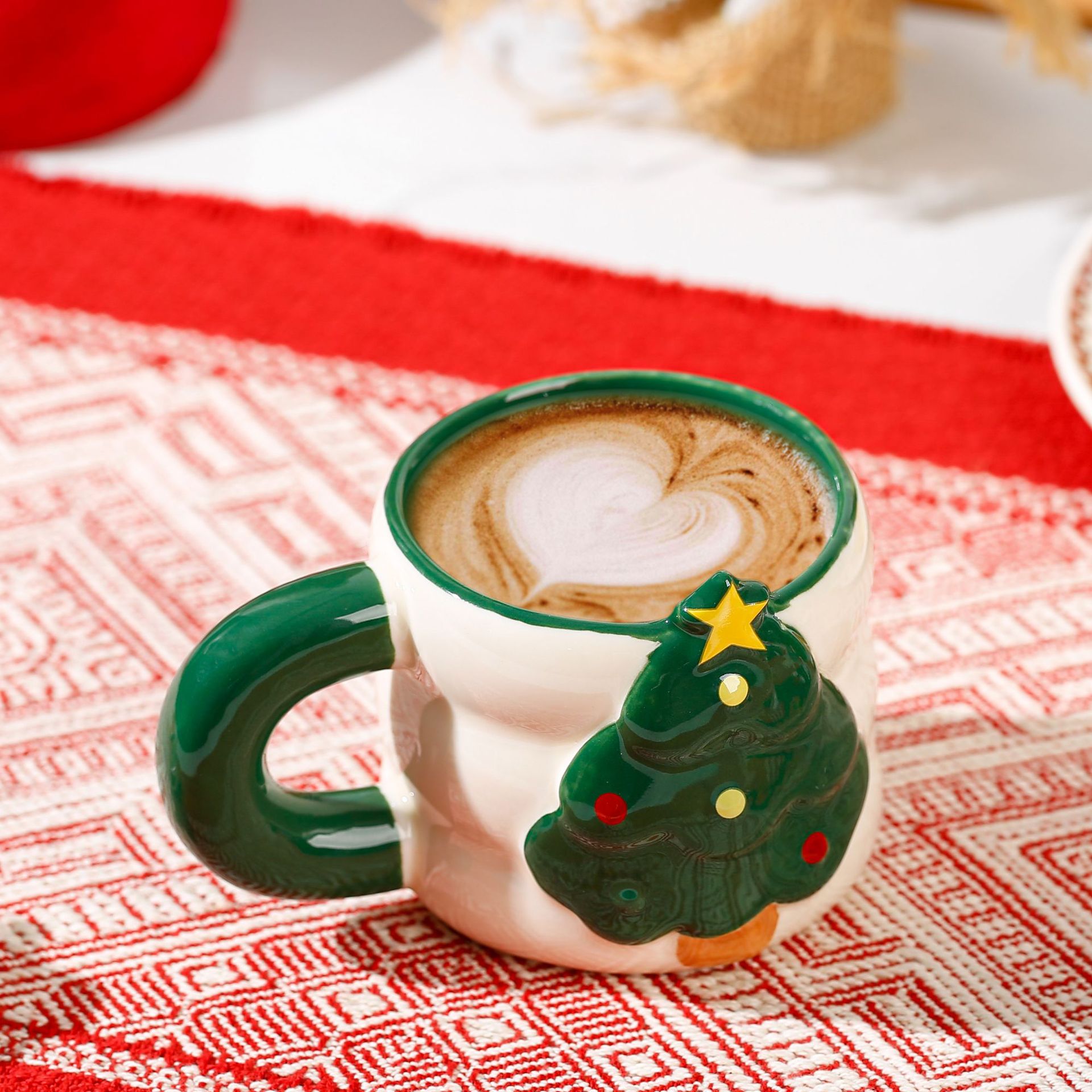 Christmas Tree, Santa Claus Pattern Christmas Cute Christmas Tree Santa Claus Ceramics Mug 1 Piece