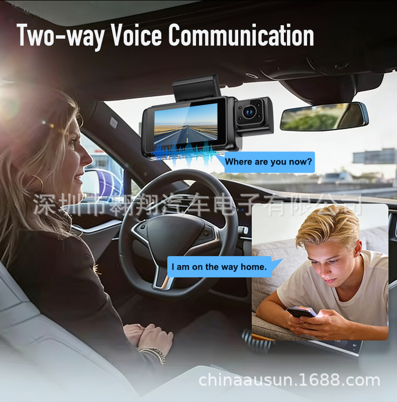 Cross-border 2K HD 4G remote monitoring dashcam with front, middle, and rear recording, night vision, high-definition car recorder