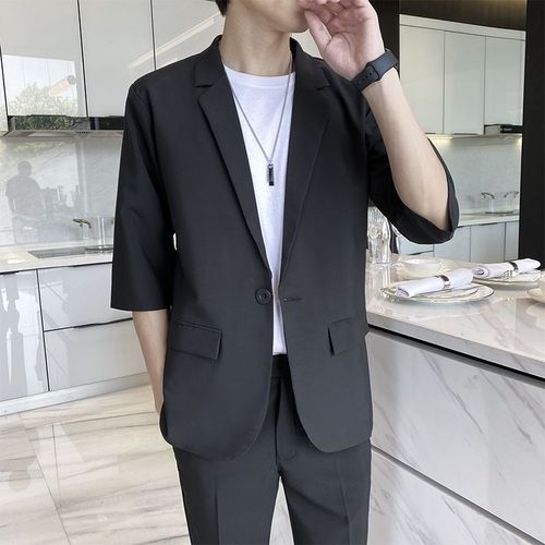 Summer men's seven-sleeve suit set, elegant coat, thin casual blazer, versatile nine-point pants for men