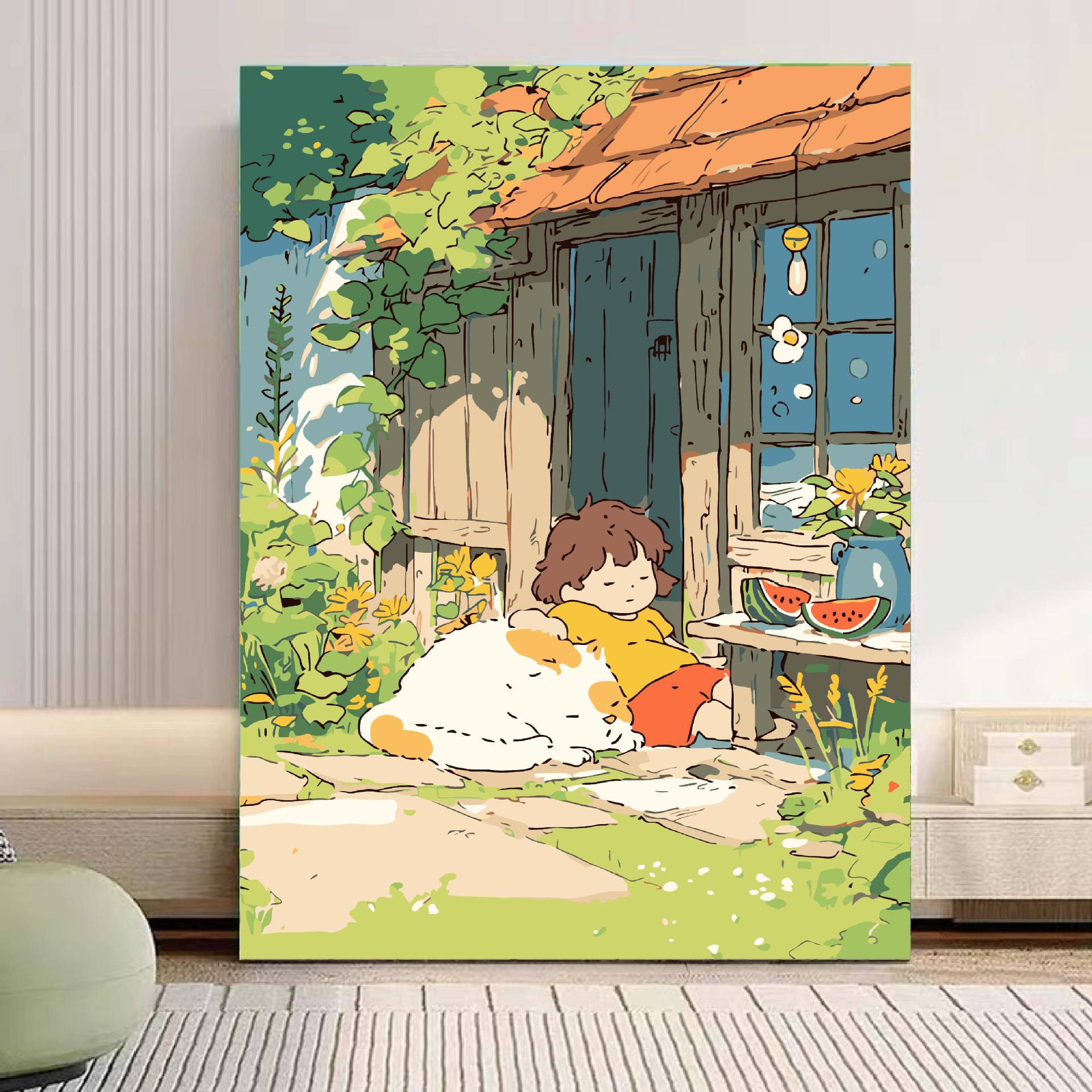 Tempos de verano DIY pintura al óleo digital acrílico relleno dibujo a mano ilustración a mano curar pintura al óleo descompresión