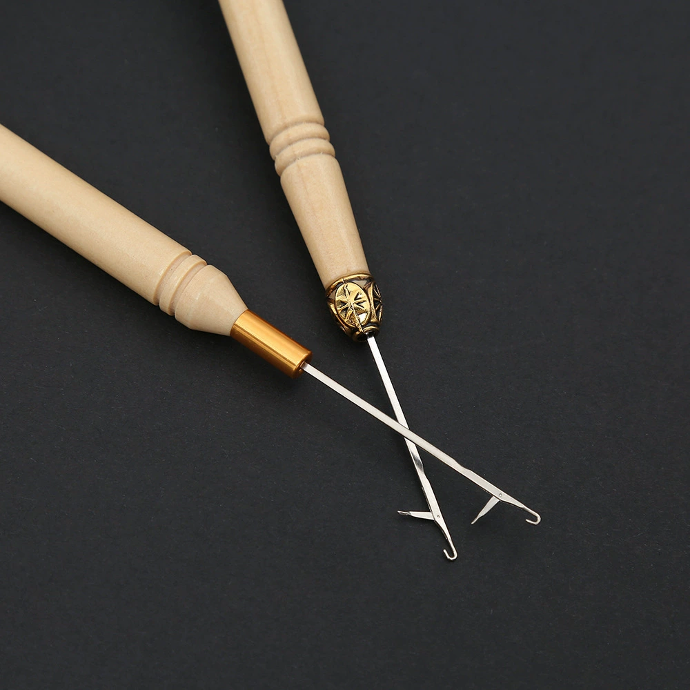 Деревянная ручка вязаный крючком парик вязание крючком наращивание волос Вязание крючком крышка головы парик специальный инструмент Аксессуары швейный набор