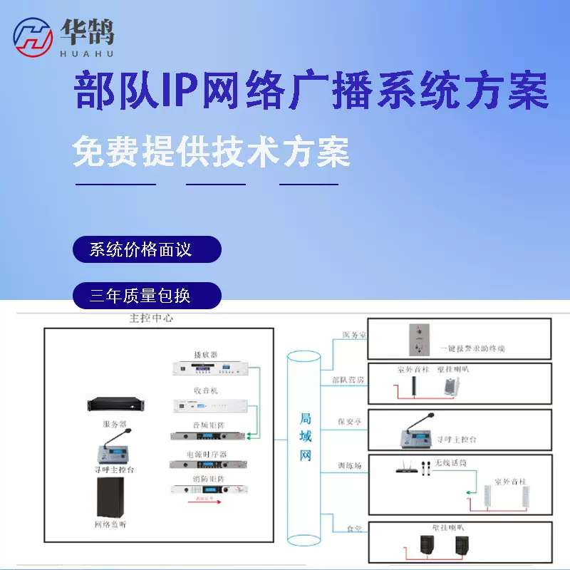 部队IP网络广播系统方案 部队军号广播系统