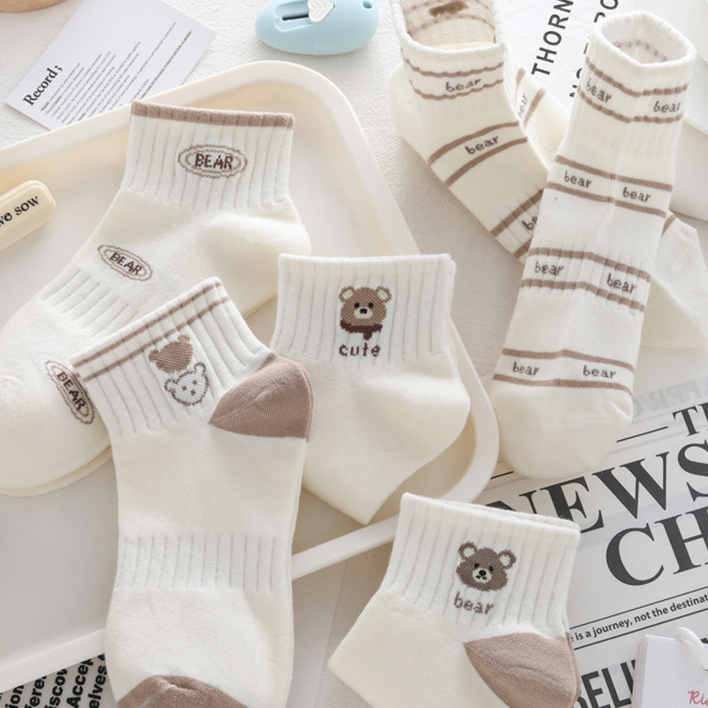 Socks Women's Socks Summer Thin Korean Version Easiest for Match Short Deodorant Sweat-Absorbent Cartoon Low-Top Sports Student Socks