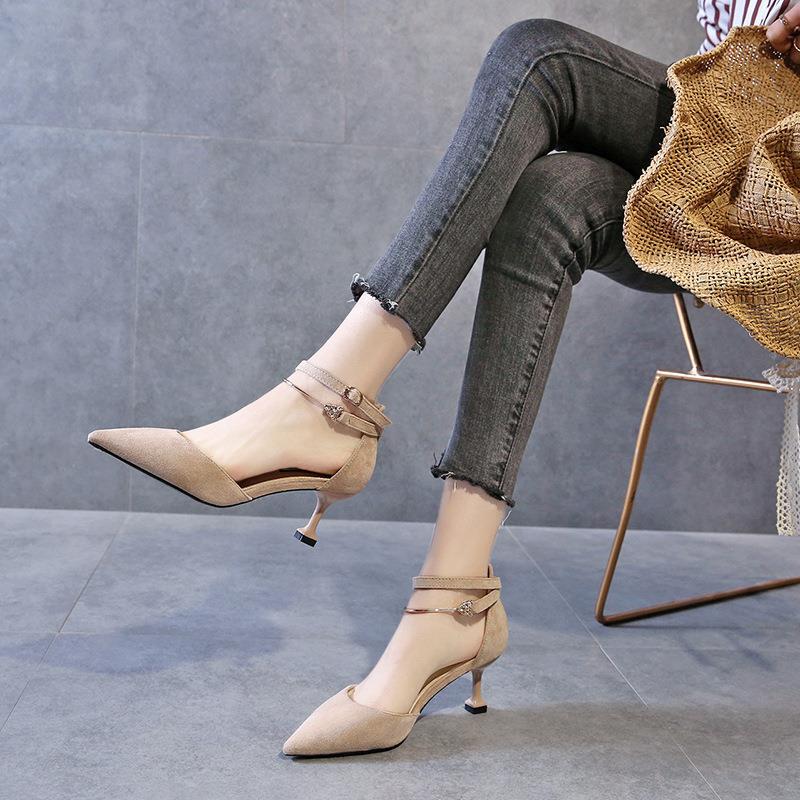 Estilo de fadas alta 2024 novo outono coque sandálias de salto fino saia combinando feminina com oco uma linha fivela cinta única_voghion.com