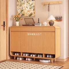 入户实木杠鞋柜家用门口室内玄关柜一体靠墙收纳储物柜大容量鞋架