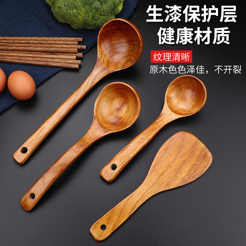Cuchara de madera cuchara de sopa doméstica cuchara de mango largo cuchara de madera cuchara de arroz cuchara