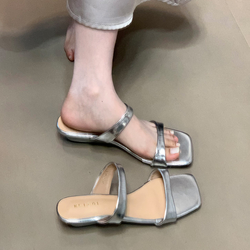 Ocean one sandalias y pantuflas abiertas para mujer 2025 nuevas chanclas de cabeza cuadrada sexy de verano para llevar zapatillas de viaje