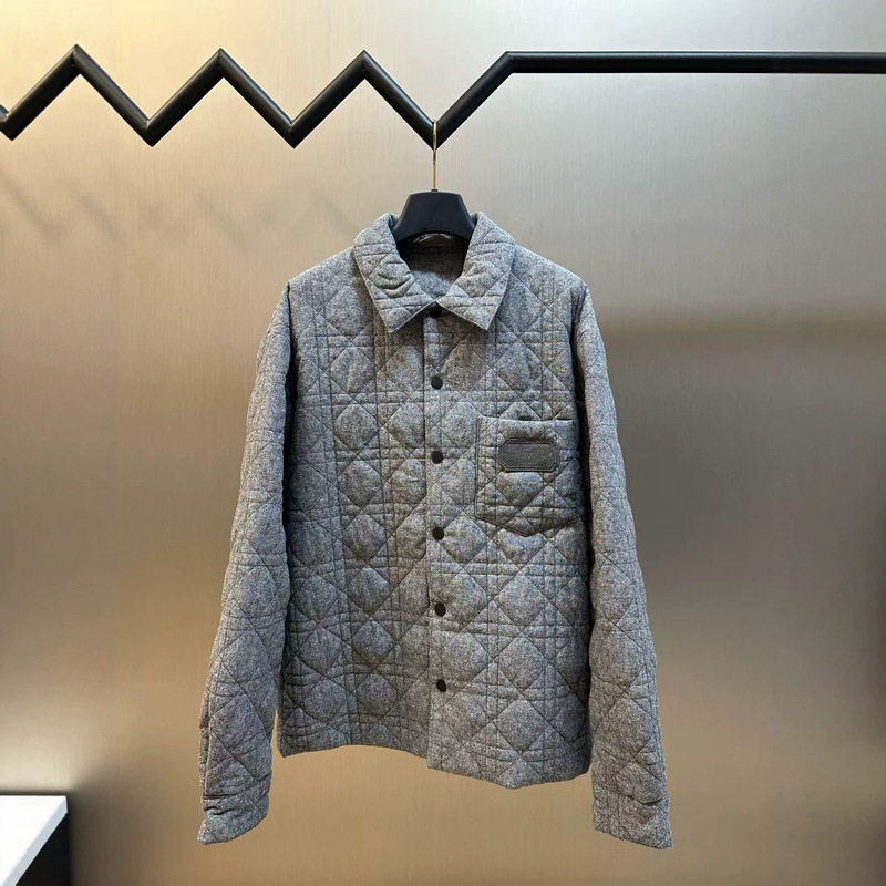 High quality embroidered diamond pattern men's collared cotton jacket High quality embroidered diamond pattern men's collared cotton jacket