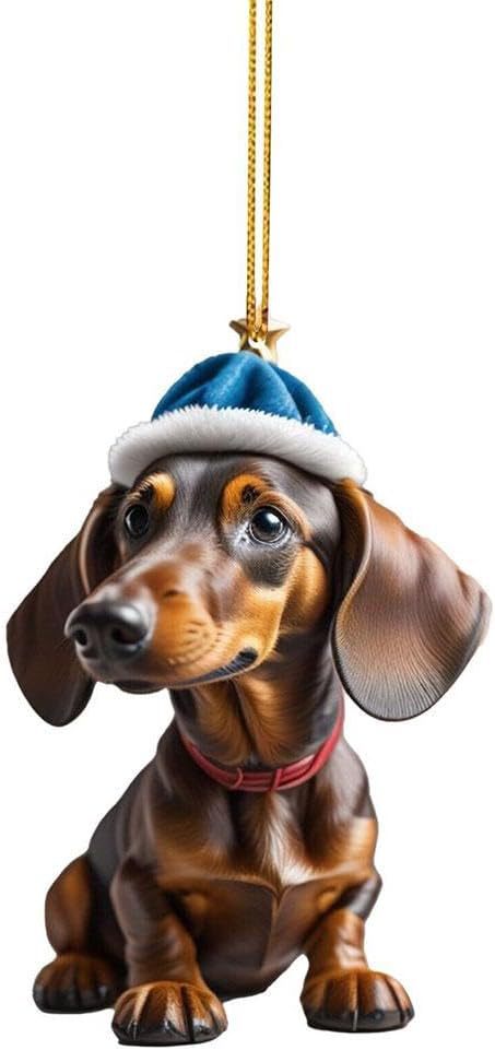 Transfronterizo nuevo perro de Navidad árbol de Navidad decoración colgante de acrílico plano regalo de Navidad decoración colgante