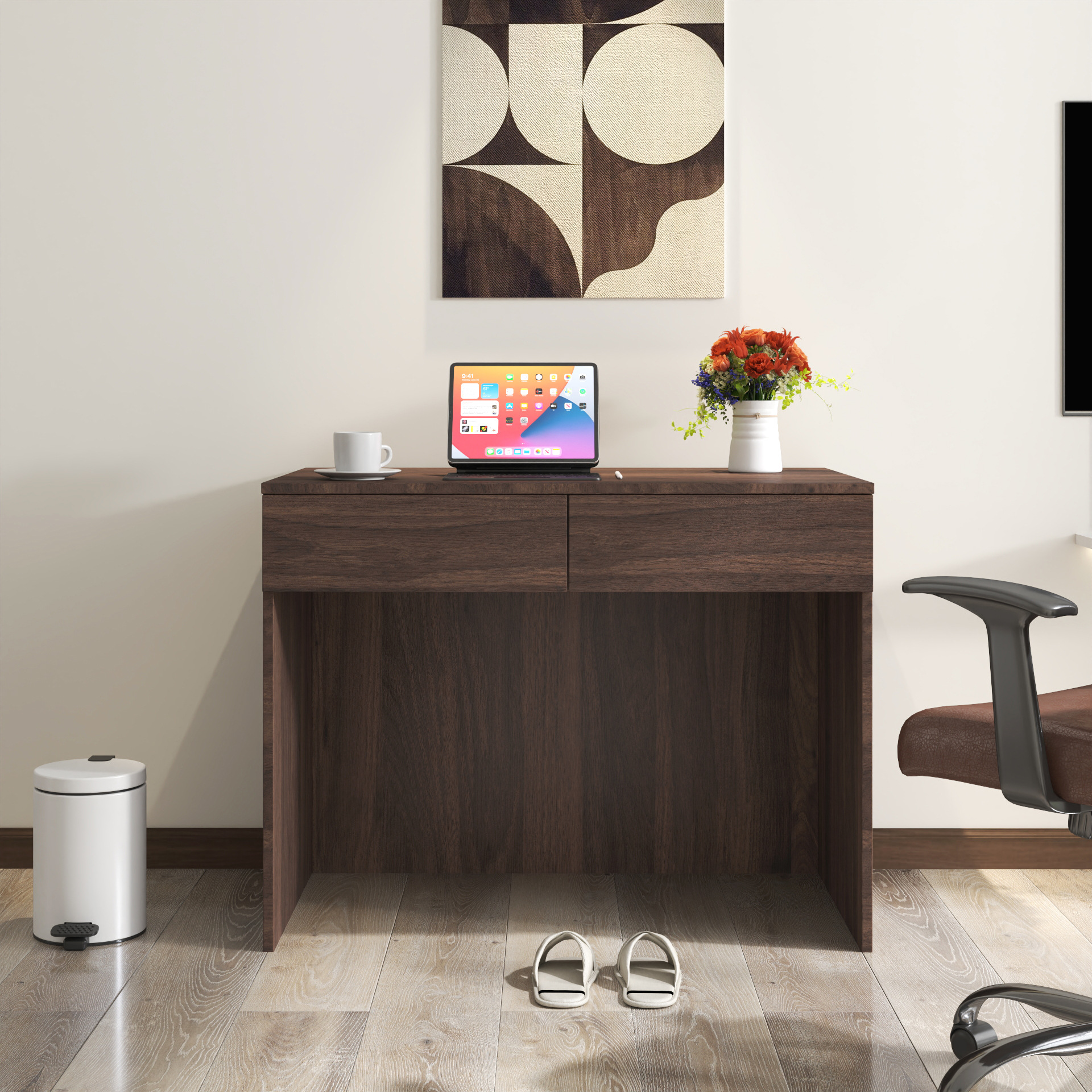 Estante de equipaje de hotel moderno y de moda, escritorio de madera con armario simple y práctico