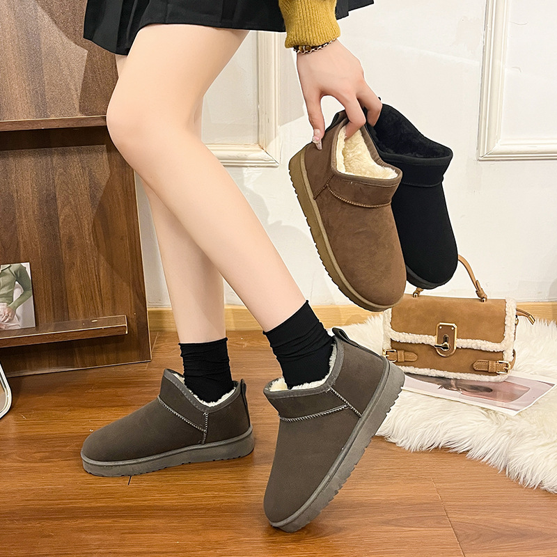 Large size foreign trade winter new flat-soled short-tube…