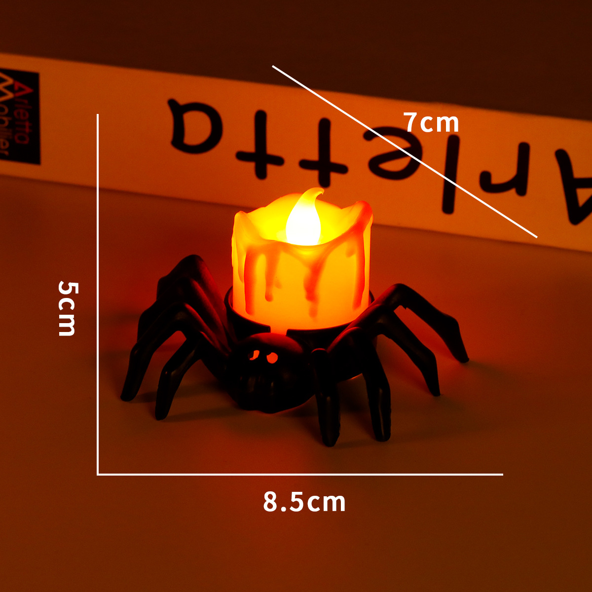 HXS 거미 오렌지 촛불 빛