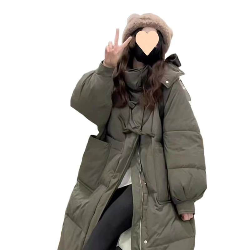 Hoody, winter long down jacket, for teenagers, increased thickness, Korean style