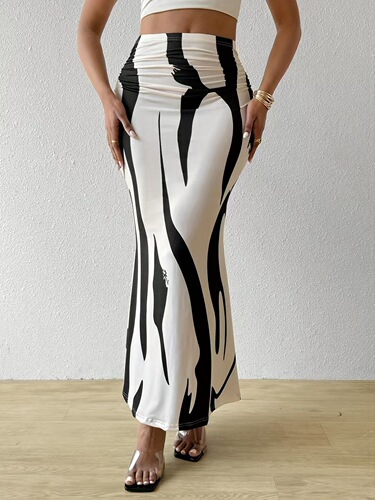 2025 Hot-selling Half-Length Tight High-Waist Fishtail Pencil Long Skirt with Zebra-Print Pattern for Cross-Border European and American Markets—Slimming and Height-Enhancing Design