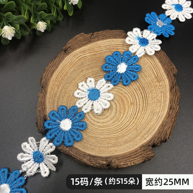 RY color encaje flores pequeñas accesorios hecho a mano bricolaje encaje correa lateral ropa cortina bordado tela material decoración