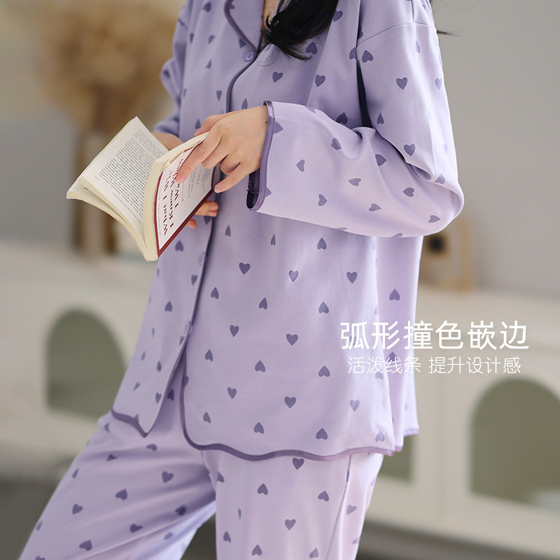 Pijamas de las mujeres de primavera y otoño más tamaño traje de algodón de manga larga ropa para el hogar