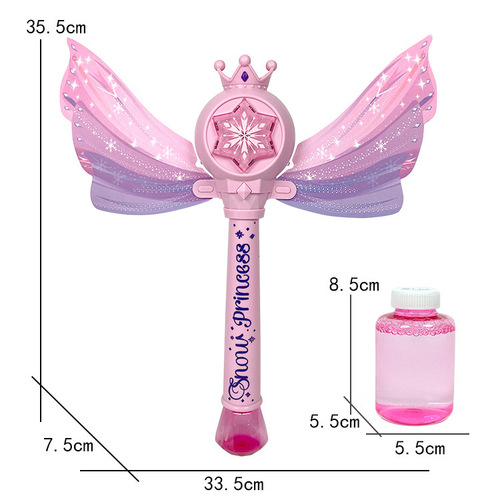Disney Princess Frozen Fairy Bubble Magic Wand Handheld Glowing Music Leakproof Bubble Girl Toy