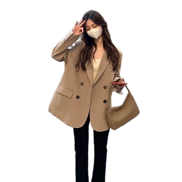 气质奶白色西装外套女2025春秋季韩系小众百搭休闲oversize西服潮|undefined