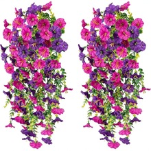 仿真紫罗兰花吊兰藤蔓墙壁挂花塑料假花装饰藤条绢花婚庆牵牛花藤