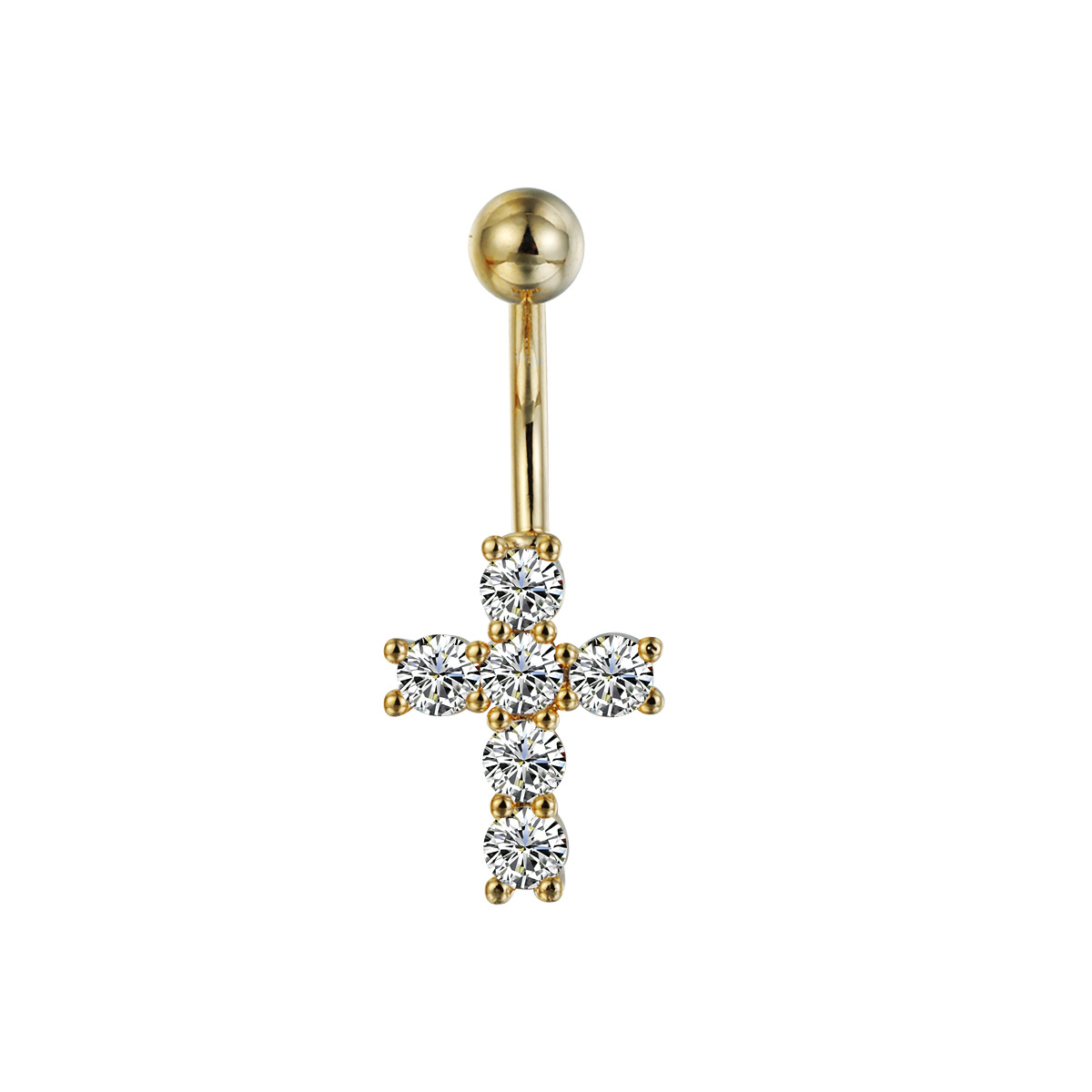 Fashion Popular Foreign Trade Body Piercing Jewelry: Rings, Cross-shaped Studs With Stones, Spiral Trendy Fashion Navel Clasps Easy To Wear_voghion.com