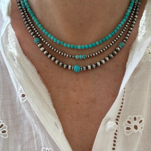 时尚跨境三层叠戴项链饰品女高级感小众绿松石颈链三件套欧美颈链