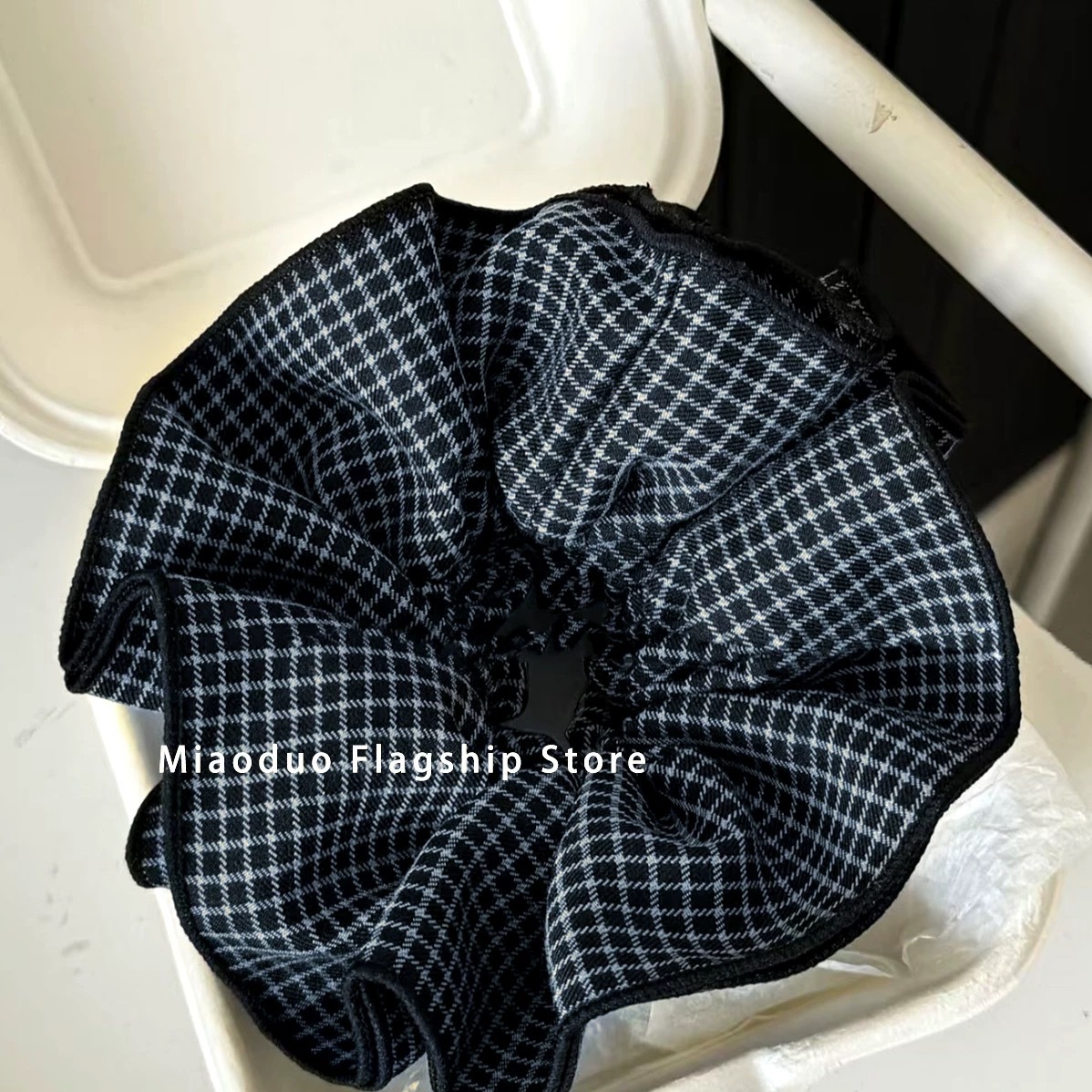 Korean Celebrity Style Korean Plaid Scrunchie Low Ponytail Hair Tie Bun Hair Band Hair Rope Headband