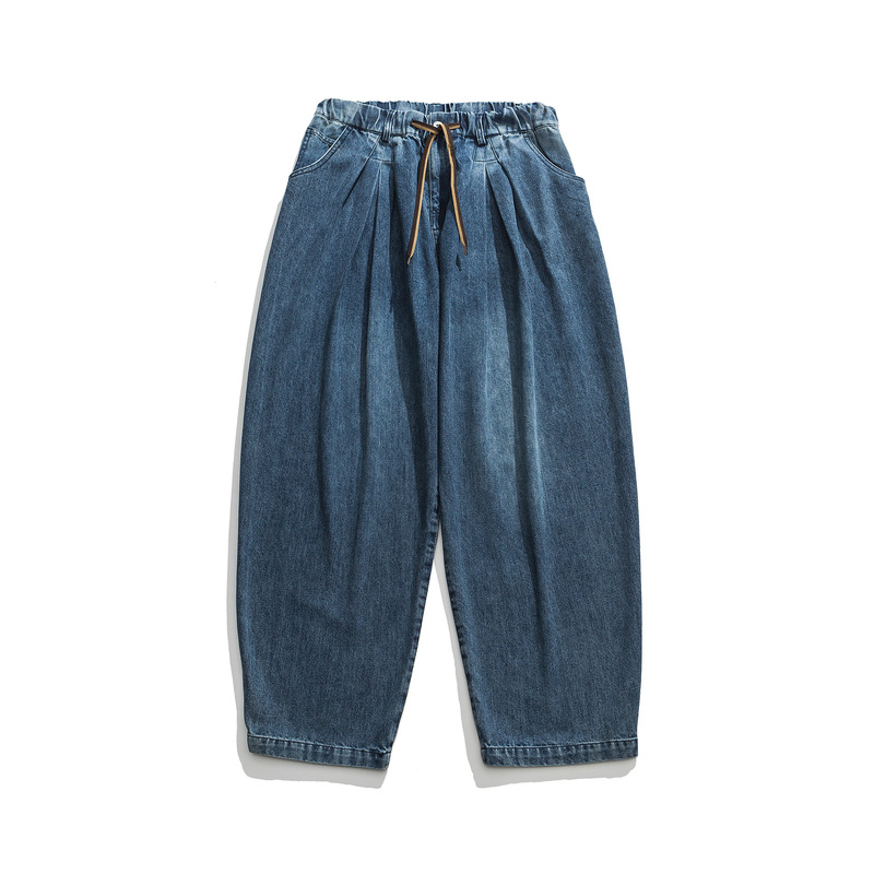 City Fanpin Autumn 2023 Denim Dressed Heavy Washed Monkey Trousers Loose American High Street Jeans