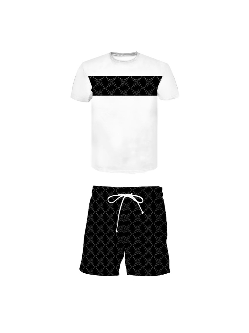 Modali erkak T-shirt yozgi 3D raqamli chap bosish sport to'plami