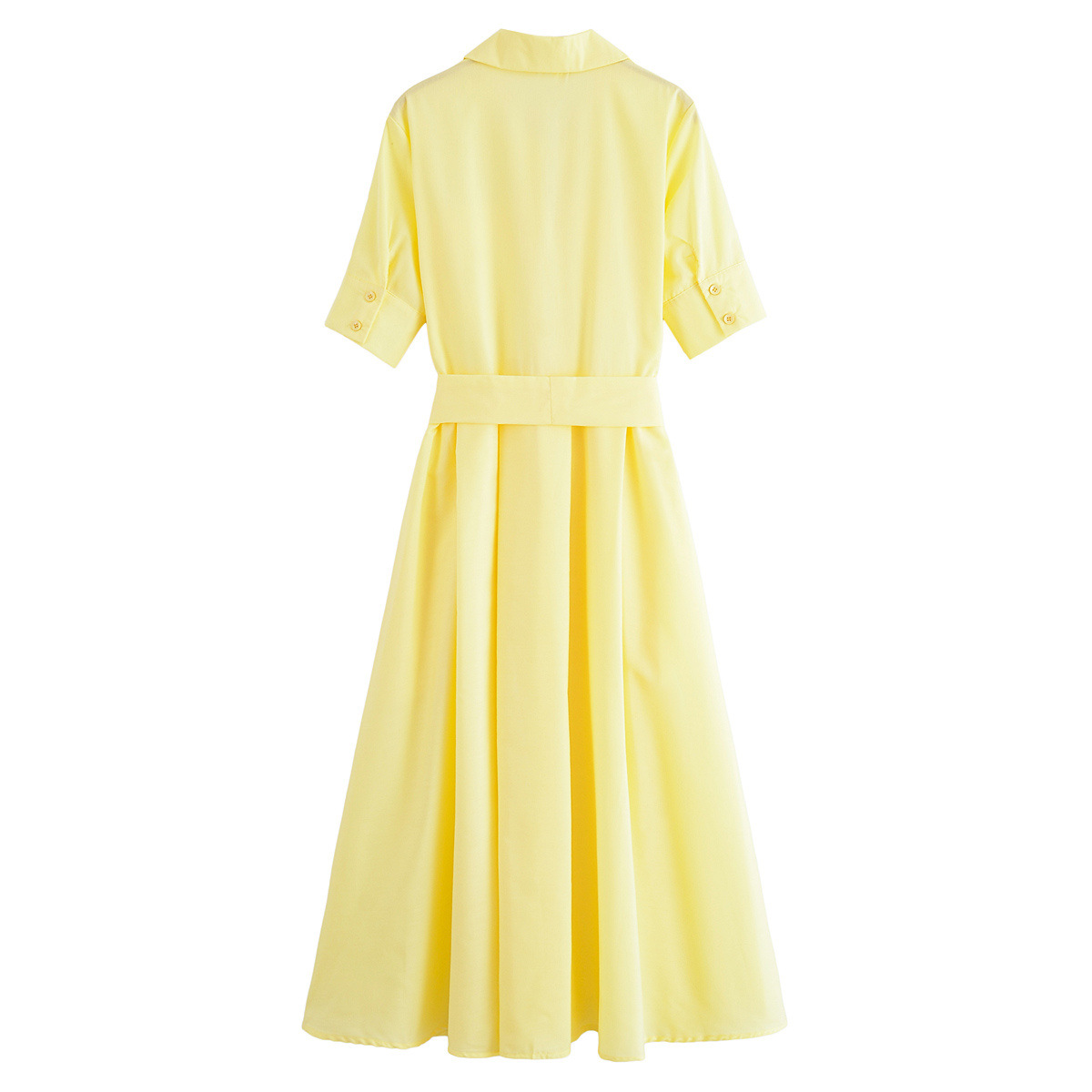 Women's Stylish Elegant Poplin Dress Summer New Arrival Short Sleeved Tie Waist Fashionable Clothing_ecoleips.com