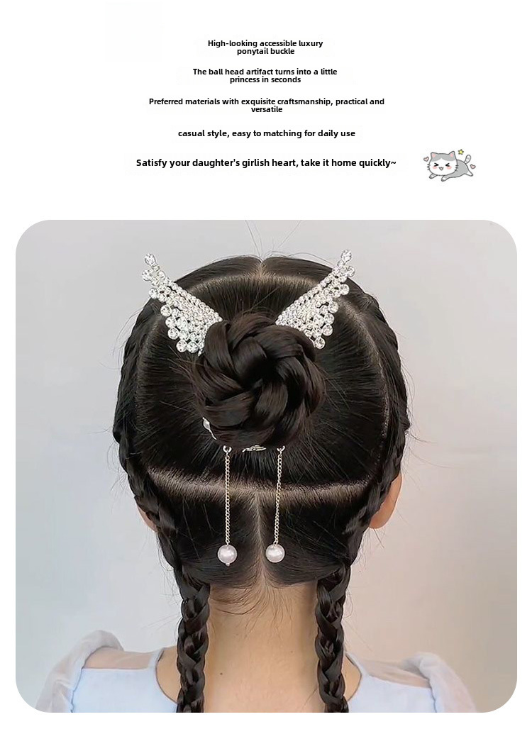 Accessori per capelli con polpette per bambini Copricapo temperamento Forcina per capelli fissa Forcina per capelli con coda di cavallo ad alto senso in stile coreano per ragazze_voghion.com