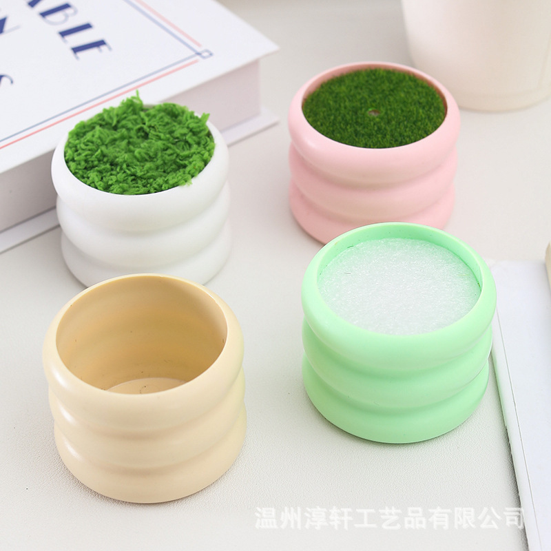 塑料小花盆毛线钩织加厚扭扭棒盆栽迷你手工小花瓶车载摆件工厂批|undefined