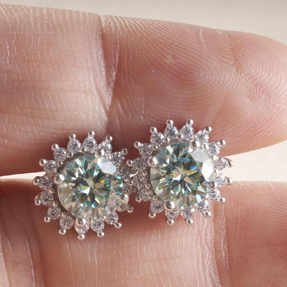 S925 plata esterlina diamante mozan auriculares de sol color azul original mozan para hombres y mujeres auriculares hip hop TK exclusivo en vivo