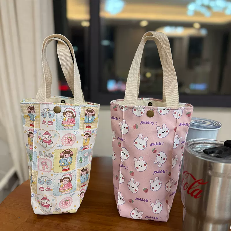 跨境帆布袋立体卡通包包加厚水杯袋焖烧杯防水袋雨伞帆手提袋批发